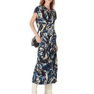 PROENZA SCHOULER X RTR Blue Abstract Printed Midi Cady Dress Size 8
